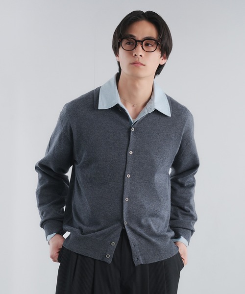 Adoon plain カーディガン SILVER PLATE DETAIL KNIT PORO CARDIGAN