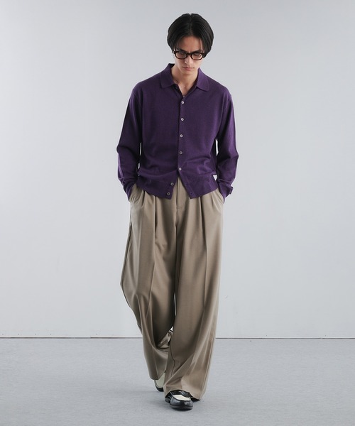 Adoon plain カーディガン SILVER PLATE DETAIL KNIT PORO CARDIGAN