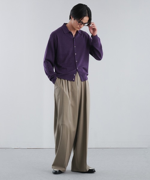 Adoon plain カーディガン SILVER PLATE DETAIL KNIT PORO CARDIGAN