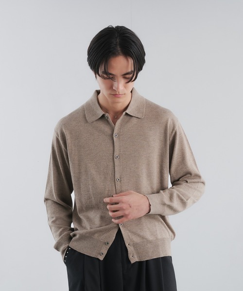 Adoon plain カーディガン SILVER PLATE DETAIL KNIT PORO CARDIGAN