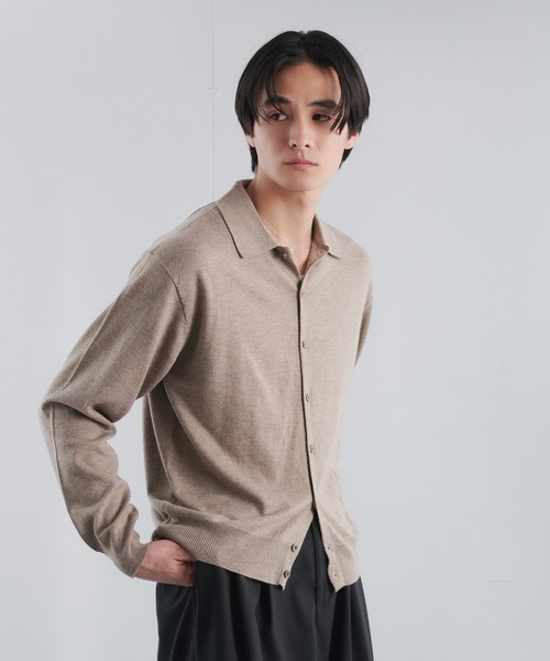 Adoon plain カーディガン SILVER PLATE DETAIL KNIT PORO CARDIGAN