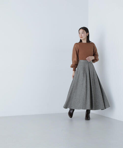 「NATURAL BEAUTY BASIC」 フレアスカート MEDIUM グレー レディース_画像4