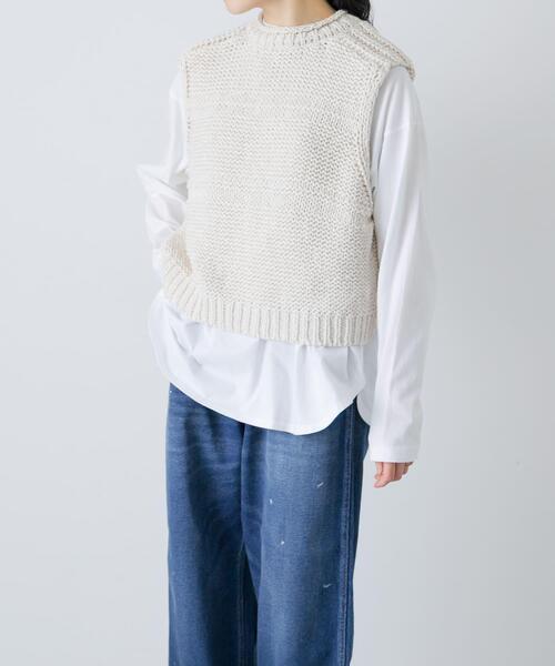 かぐれ ベスト ジレ 2WAY綿麻ニットベスト レディース : ZOZOTOWN
