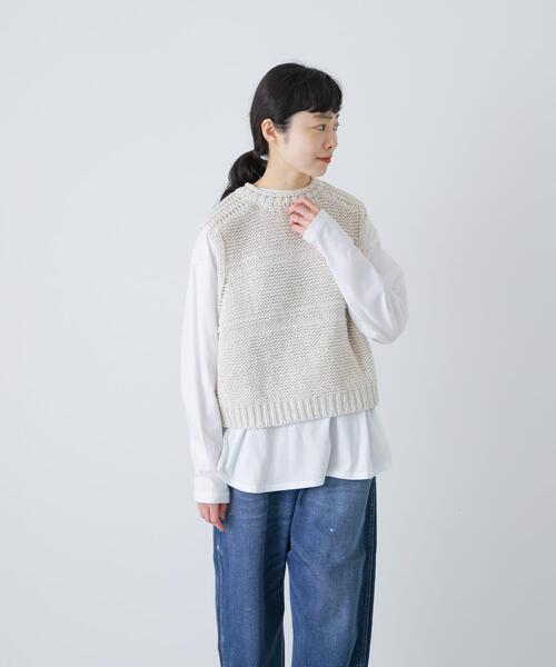 かぐれ ベスト ジレ 2WAY綿麻ニットベスト レディース : ZOZOTOWN