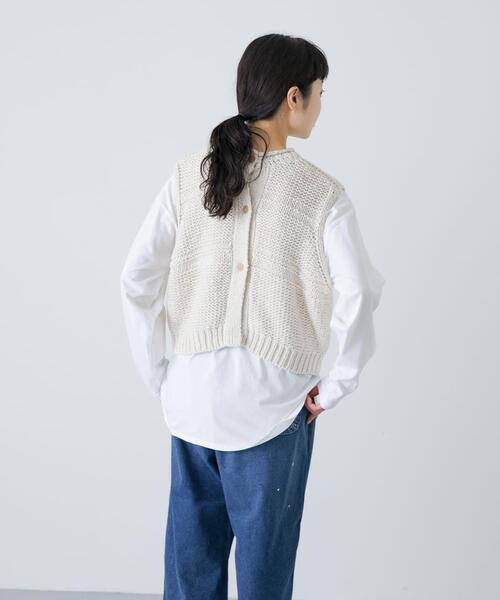 かぐれ ベスト ジレ 2WAY綿麻ニットベスト レディース : ZOZOTOWN