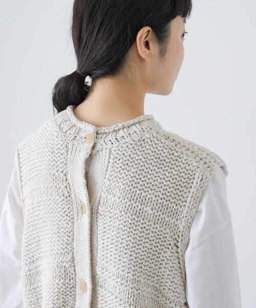 かぐれ ベスト ジレ 2WAY綿麻ニットベスト レディース : ZOZOTOWN
