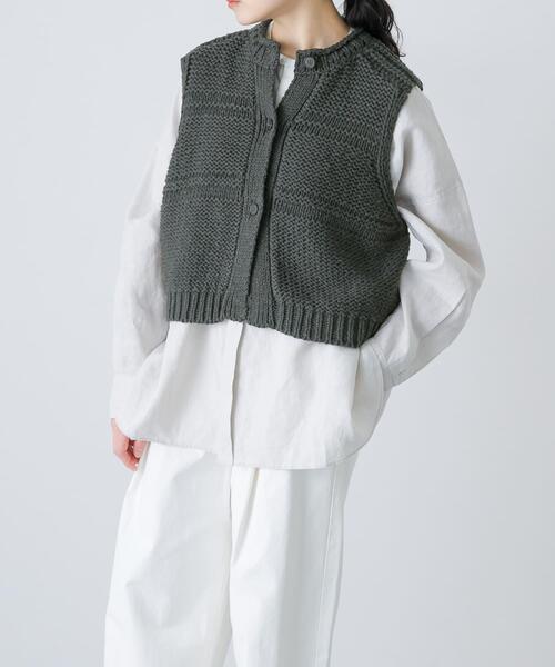 かぐれ ベスト ジレ 2WAY綿麻ニットベスト レディース : ZOZOTOWN