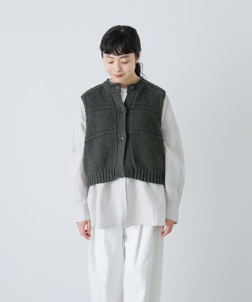 かぐれ　ニットベスト かぐれ ベスト ジレ 2WAY綿麻ニットベスト レディース : ZOZOTOWN