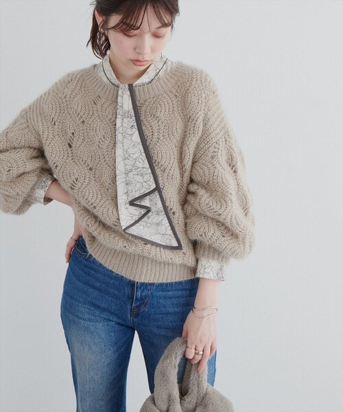 「natural couture」 長袖ブラウス FREE オフホワイト レディース_画像4