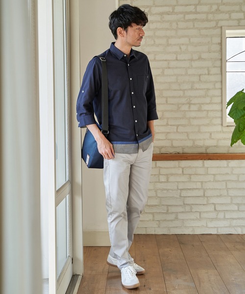 ikka（イッカ） 七分袖 シャツ オックス袖2WAY裾切り替えシャツ メンズ