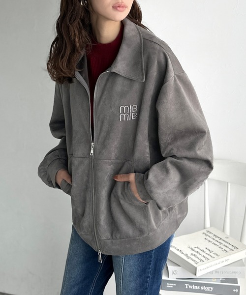 「mily bilet」 ブルゾン LARGE チャコール レディース_画像4