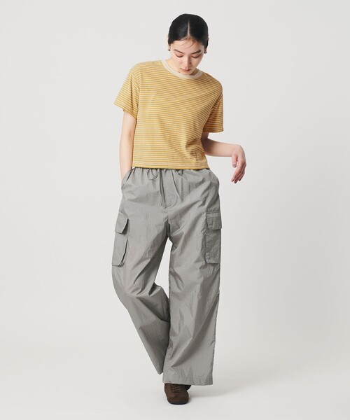 tシャツ コットン パイルボーダー ショートスリーブ Tシャツ レディースの画像