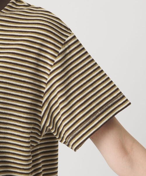 tシャツ コットン パイルボーダー ショートスリーブ Tシャツ レディースの画像