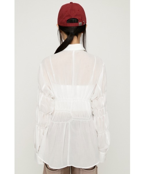 SLY（スライ） ブラウス シャツ ASYMMETRY SHIRRING SHEER SH