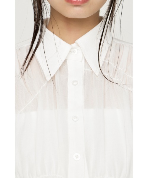 SLY（スライ） ブラウス シャツ ASYMMETRY SHIRRING SHEER SH