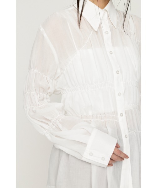 SLY（スライ） ブラウス シャツ ASYMMETRY SHIRRING SHEER SH