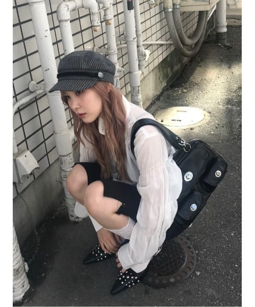 SLY（スライ） ブラウス シャツ ASYMMETRY SHIRRING SHEER SH