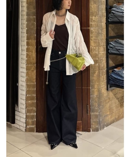 SLY（スライ） ブラウス シャツ ASYMMETRY SHIRRING SHEER SH