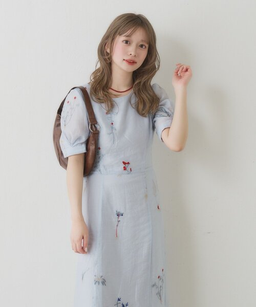 Kastane SOLASE BLOOM ONEPIECE 花柄刺繍ワンピース Kastane（カスタネ） ワンピース 「SAWAMOTO企画/WEB限定」SOLASE