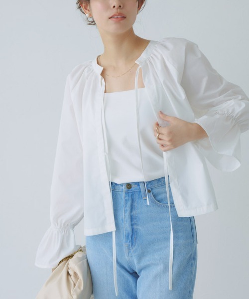 「Pierrot」 長袖ブラウス M ブルー レディース_画像3