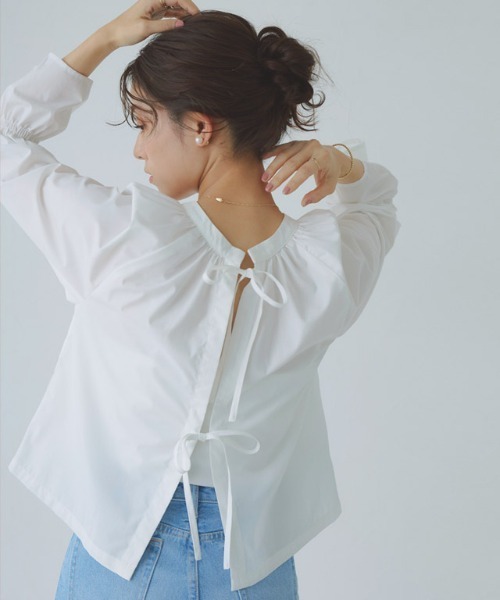 「Pierrot」 長袖ブラウス M ブルー レディース_画像7