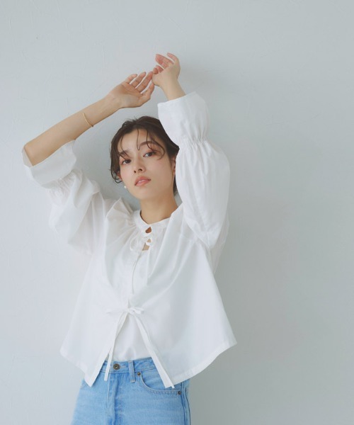 「Pierrot」 長袖ブラウス M ブルー レディース_画像9