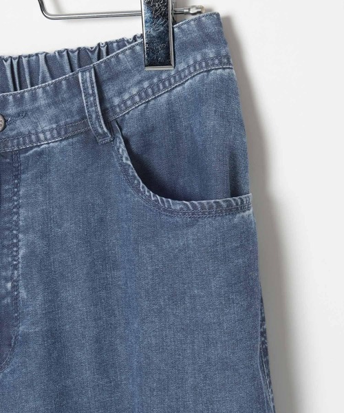 ワイドパンツ ジーンズ デニム デニムパンツ スースー裾レースデニムパンツ　670524 レディースの画像