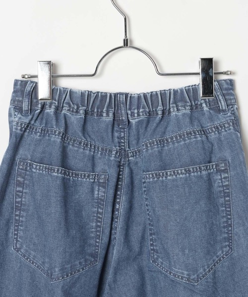 ワイドパンツ ジーンズ デニム デニムパンツ スースー裾レースデニムパンツ　670524 レディースの画像