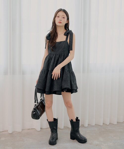 Chico（チコ） ワンピース ジャガードフレアミニワンピース : ZOZOTOWN