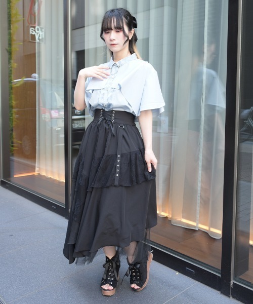 axes femme（アクシーズ ファム） ロング スカート レースアップ異素材