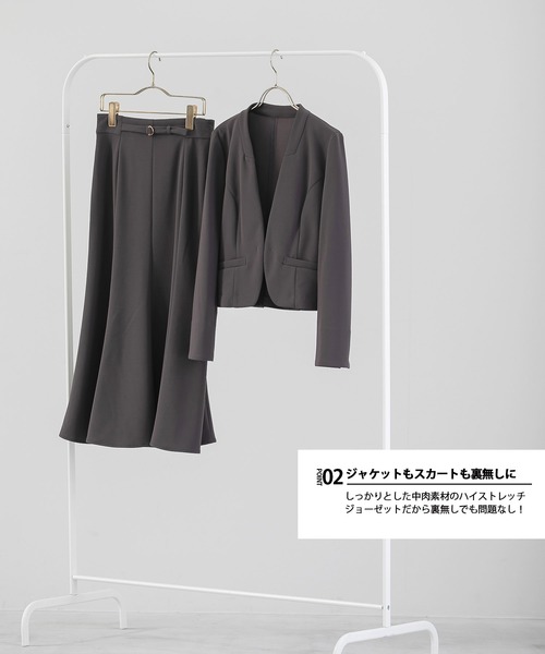 「Emilyan」 スカートスーツ S チャコールグレー レディース_画像4