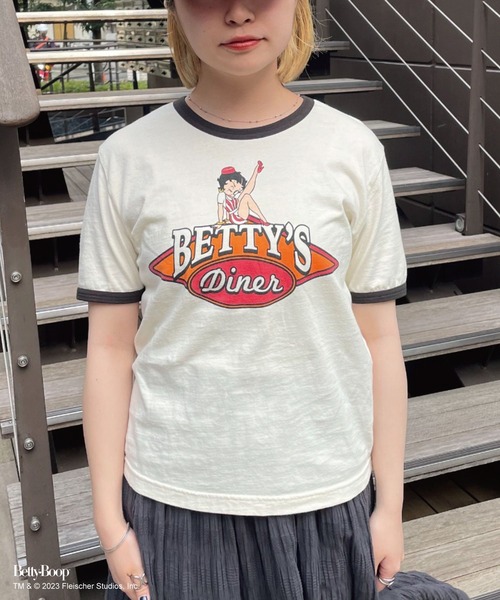 「BETTY BOOP」 半袖Tシャツ FREE ホワイト レディース_画像5