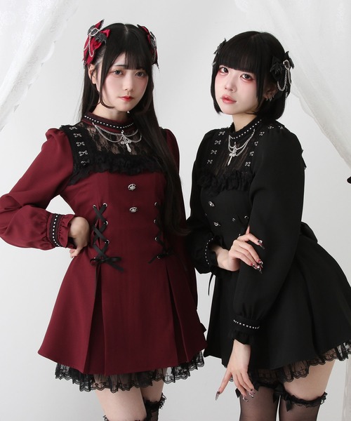 「DearMyLove」 長袖ワンピース LARGE ボルドー レディース_画像5