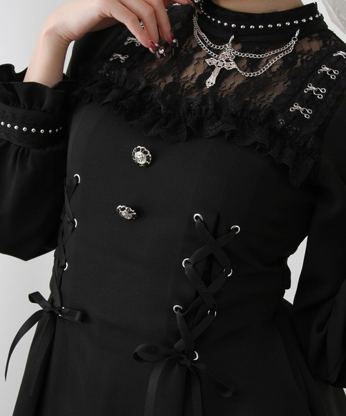 「DearMyLove」 長袖ワンピース LARGE ボルドー レディース_画像7