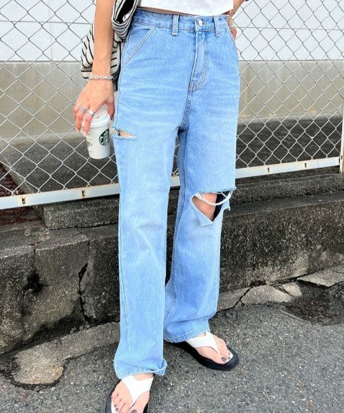 「ISOOK」 デニムパンツ S ブルー レディース_画像6