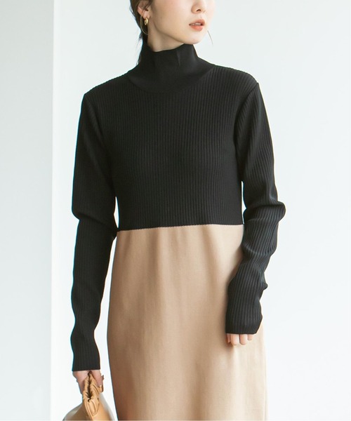 NOBLE（ノーブル） ワンピース 《追加5》カラーブロックニット