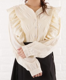 Lace Ladies ブラウス シャツ Vネックラッフルフリルブラウス