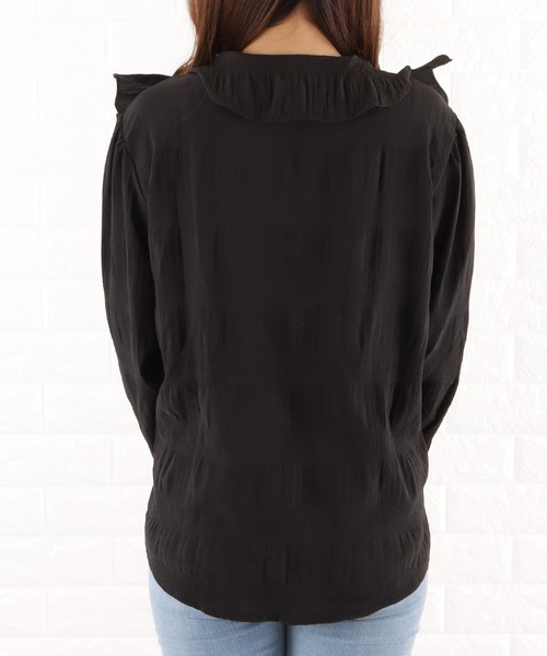 ブラウス シャツ Vネックラッフルブラウス レディース Lace Ladies ブラウス シャツ Vネックラッフルフリルブラウス