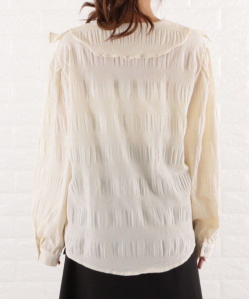 ブラウス シャツ Vネックラッフルブラウス レディース Lace Ladies ブラウス シャツ Vネックラッフルフリルブラウス