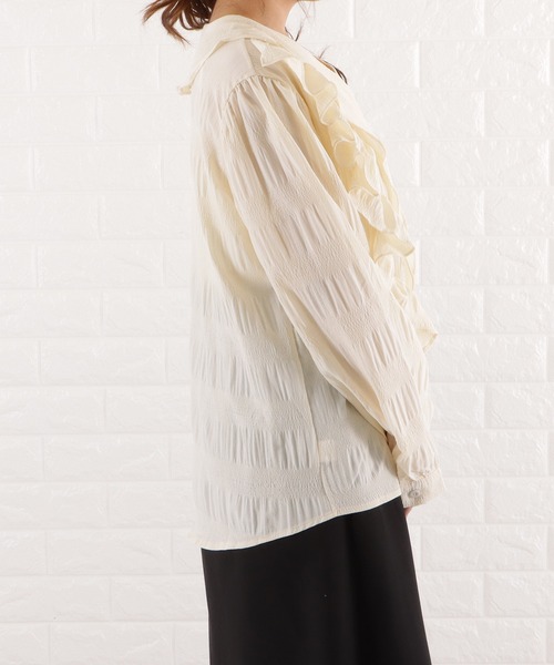 Lace Ladies ブラウス シャツ Vネックラッフルフリルブラウス