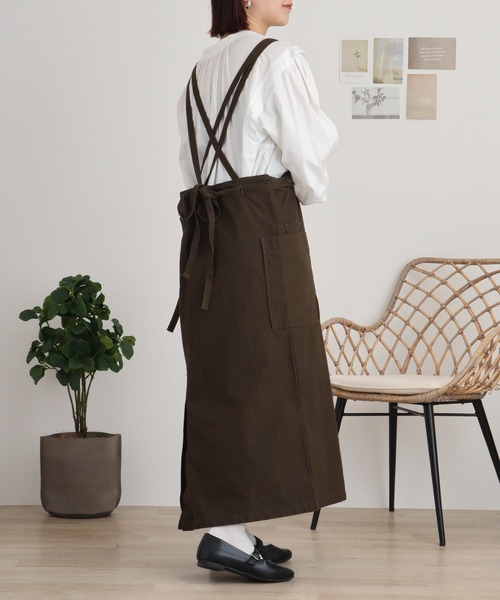 atONE サロペット オーバーオール ツイルエプロンサロペットスカート