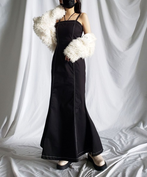 ワンピース 「 選べる3サイズ／7色展開 」ハイウエストマキシロング  