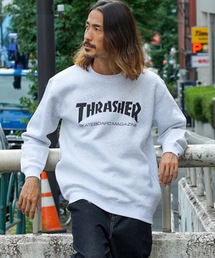 【THRASHER】トレーナー　ブランドロゴ　キャラプリント　イエロー　メンズL THRASHER】トレーナー ブランドロゴ キャラプリント イエロー