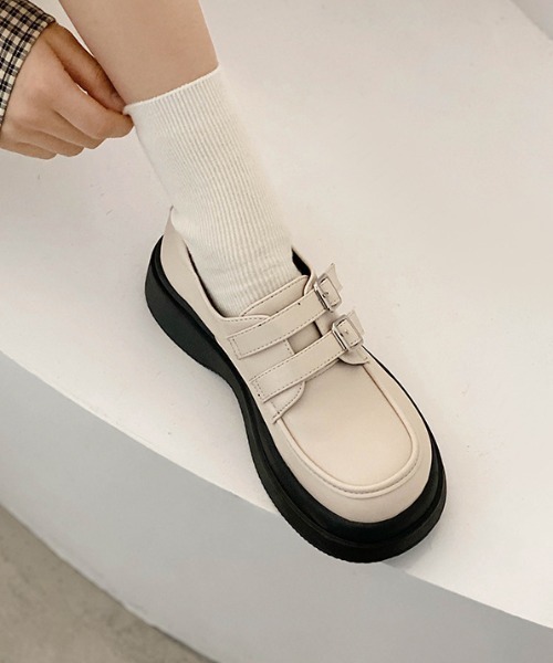 厚底ベルトつきローファー セール】WEGO/ベルト付き厚底ローファー（ローファー）｜WEGO