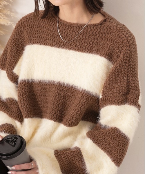 ad thie（アドティエ） ニット セーター ボートネック シャギー