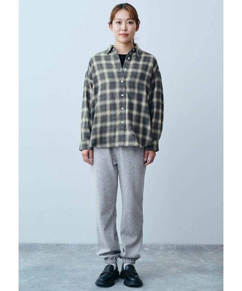 ブラウス シャツ ＴＨＲＥＥ　ＦＩＦＴＹ　ＳＴＡＮＤＡＲＤオンブレチェックシャツ「ブラック」 レディース THREE FIFTY STANDARD オンブレチェックシャツ〈ブラック