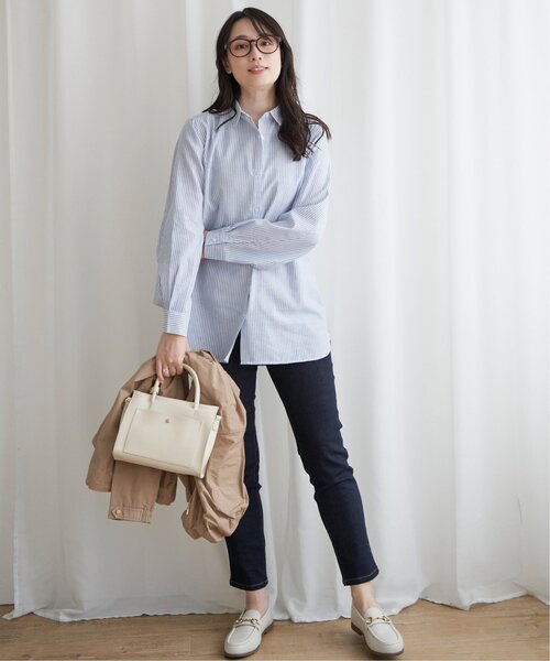 ikka（イッカ） ブラウス シャツ フレンチリネンMIX長袖シャツ「抗菌