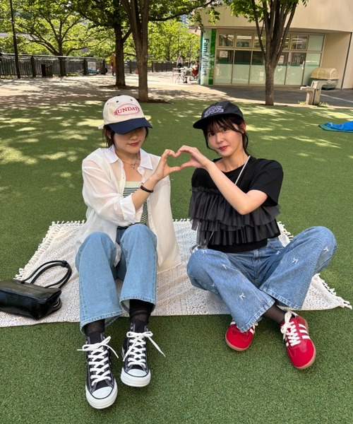 リボンデコレーションデニムパンツ セール】リボン刺繍デニムパンツ / ribbon stitch denim（デニム