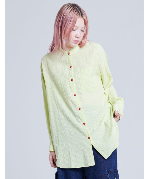 ブラウス シャツ 「Little Sunny Bite」checked long shirts レディース メンズ