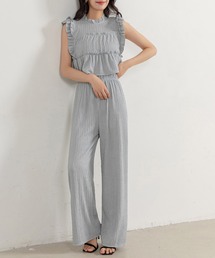 セットアップ レディース 段フリル ワイドパンツ カジュアル DAY CLOSET セットアップ レディース ヨウリュウ風フリル